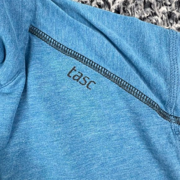 TASC 1/4 Zip Pullover Shirt Mens Small Blue Bamboo Lightweight Stretch Mock Neck - Picture 4 of 8